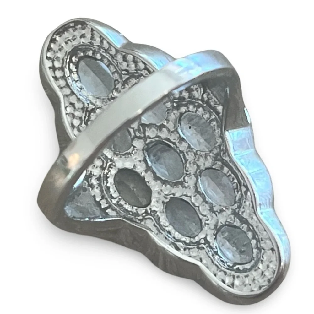 Vintage Sky Blue Topaz Stainless Steel Ring Size 8
